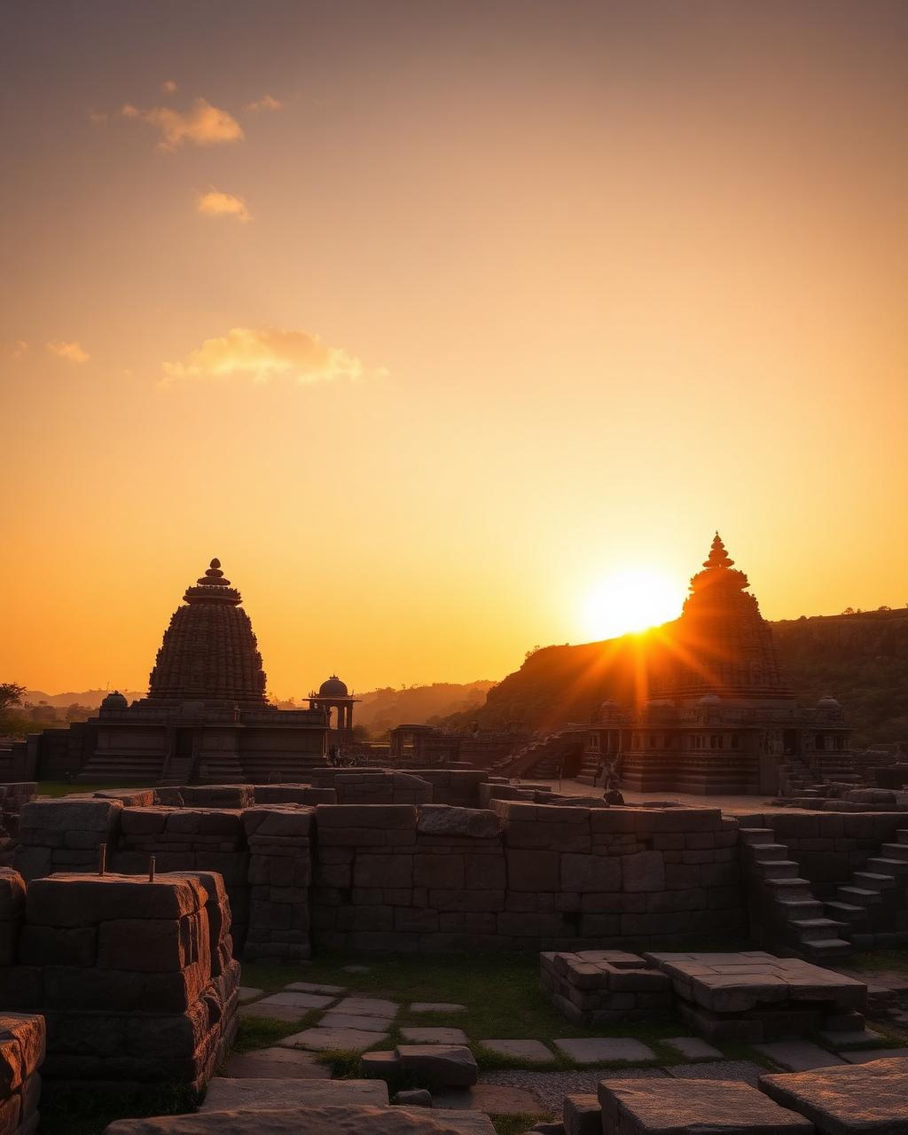 Hampi — Ancient stone kingdoms at golden hour.