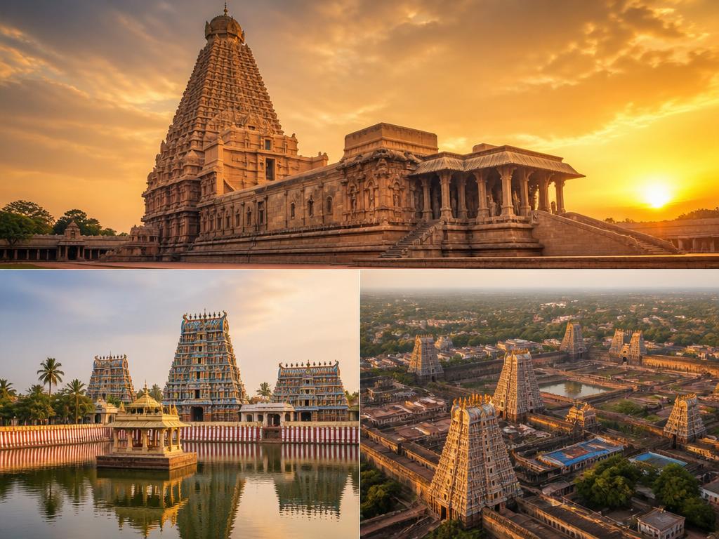 Brihadeeswarar temple in Thanjavur, Kumbakonam temple tank and Srirangam temple