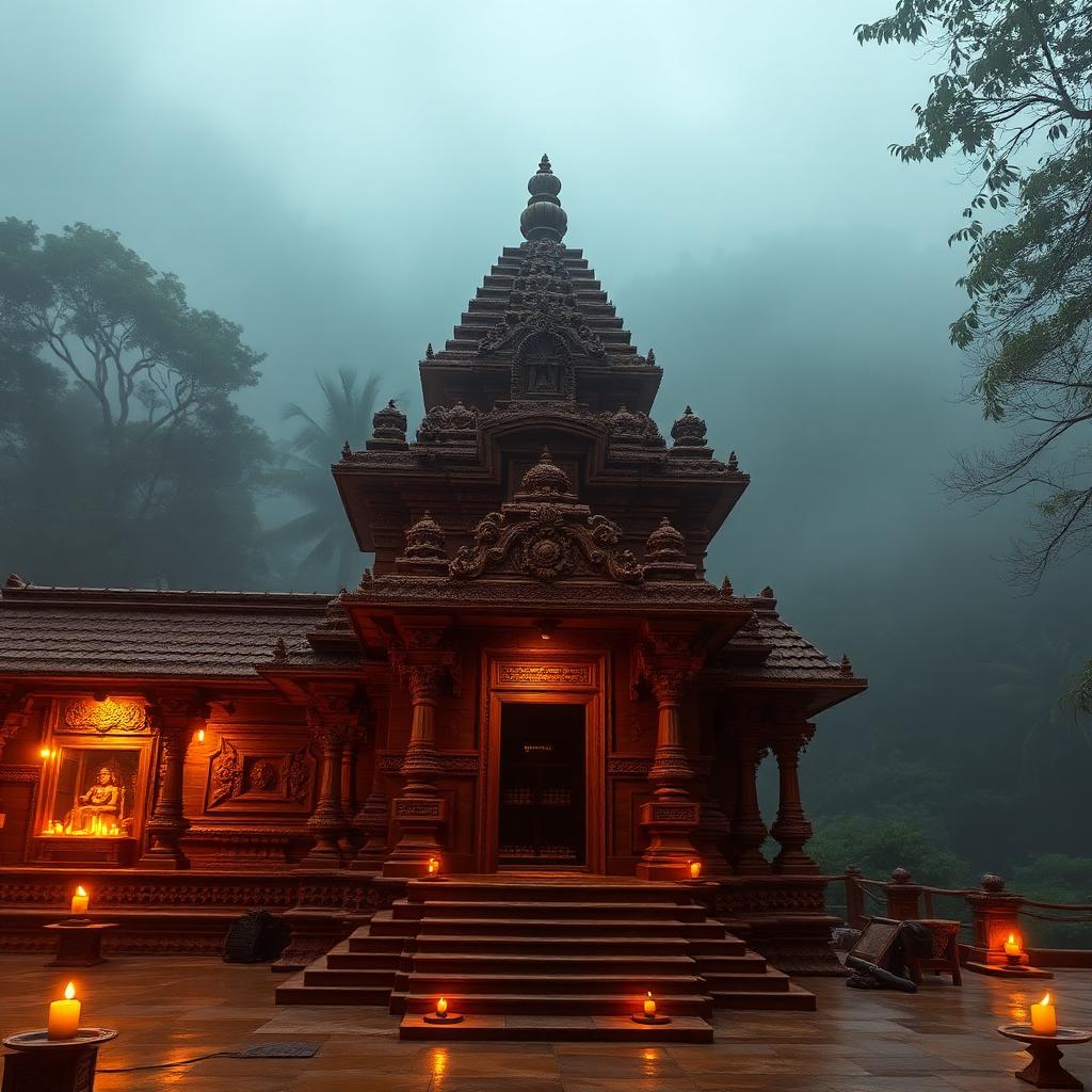 Annapoorneshwari Temple at Horanadu nestled in the misty Western Ghats
