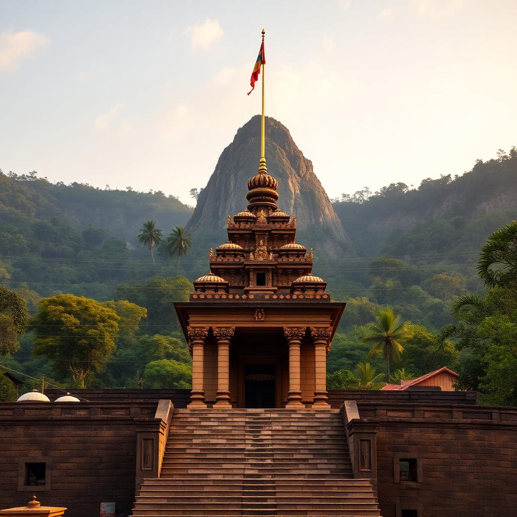 Kukke Subramanya Temple with the towering Kumara Parvatha peak behind