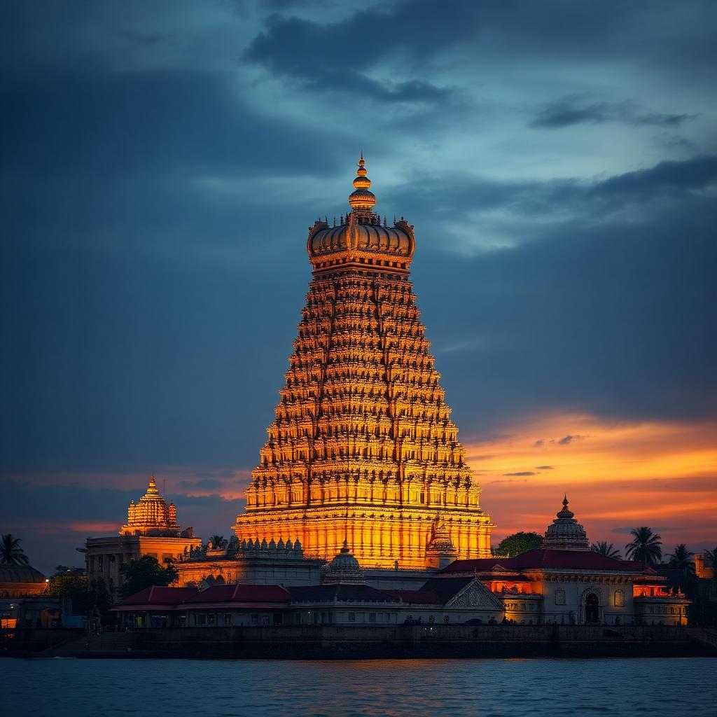 Cinematic view of the sacred Adi Ranga - Madhya Ranga - Antya Ranga pilgrimage — India temple photography