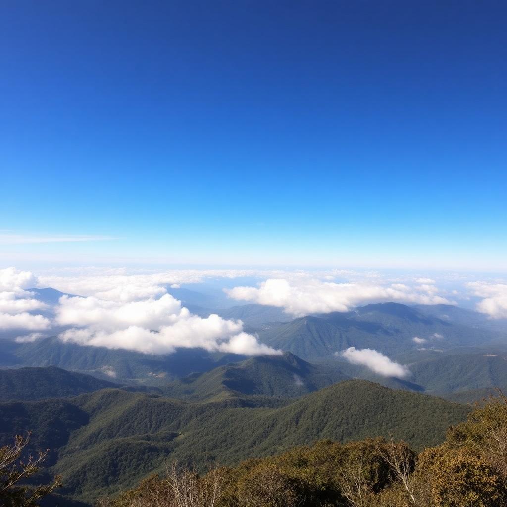 Panoramic view from Doddabetta Peak Ooty with rolling Nilgiri mountains