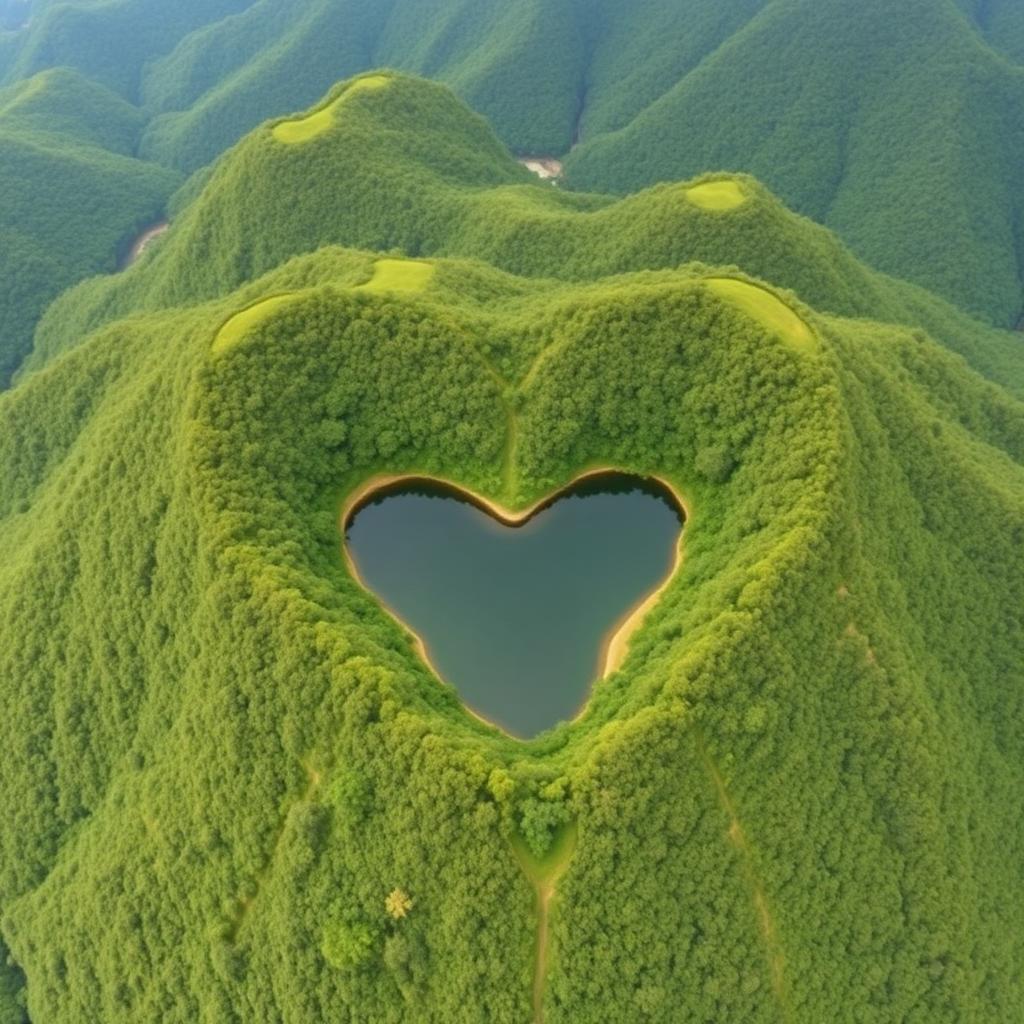Chembra Peak heart-shaped lake in Wayanad surrounded by lush green hills