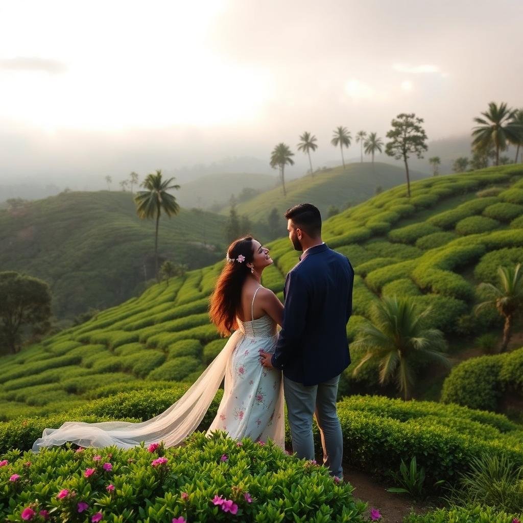 Misty Munnar tea plantations, Thekkady lake and Alleppey backwaters at golden hour — Kerala honeymoon