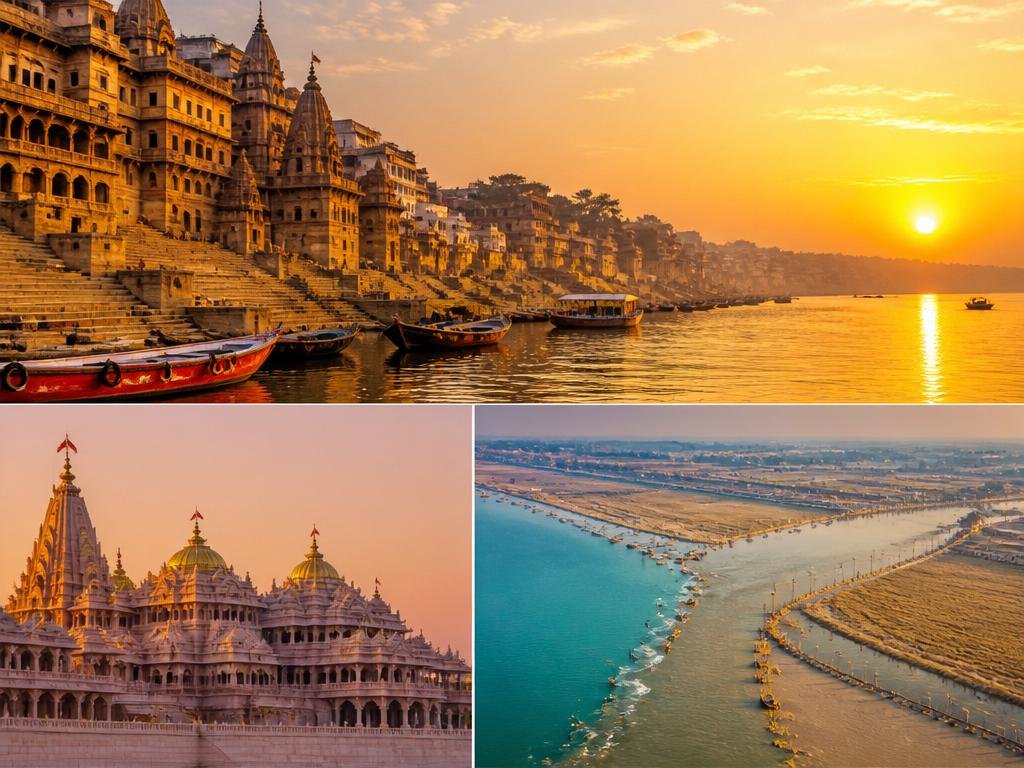 Cinematic view of the sacred Kashi - Ayodhya - Prayagraj pilgrimage — India temple photography