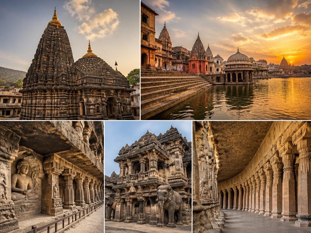 Cinematic view of the sacred Nashik - Trimbakeshwar - Ellora - Ajanta pilgrimage — India temple photography
