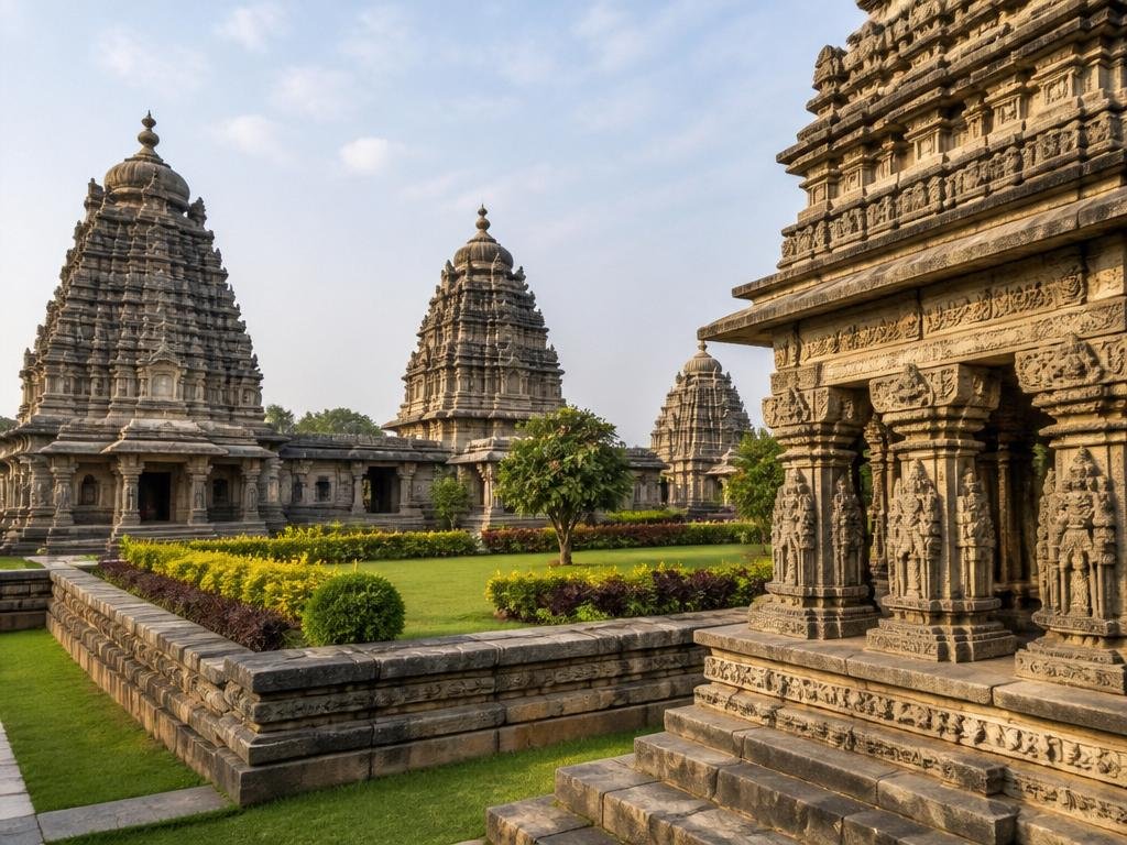 Cinematic view of the sacred Adi Ranga - Madhya Ranga - Antya Ranga pilgrimage — India temple photography